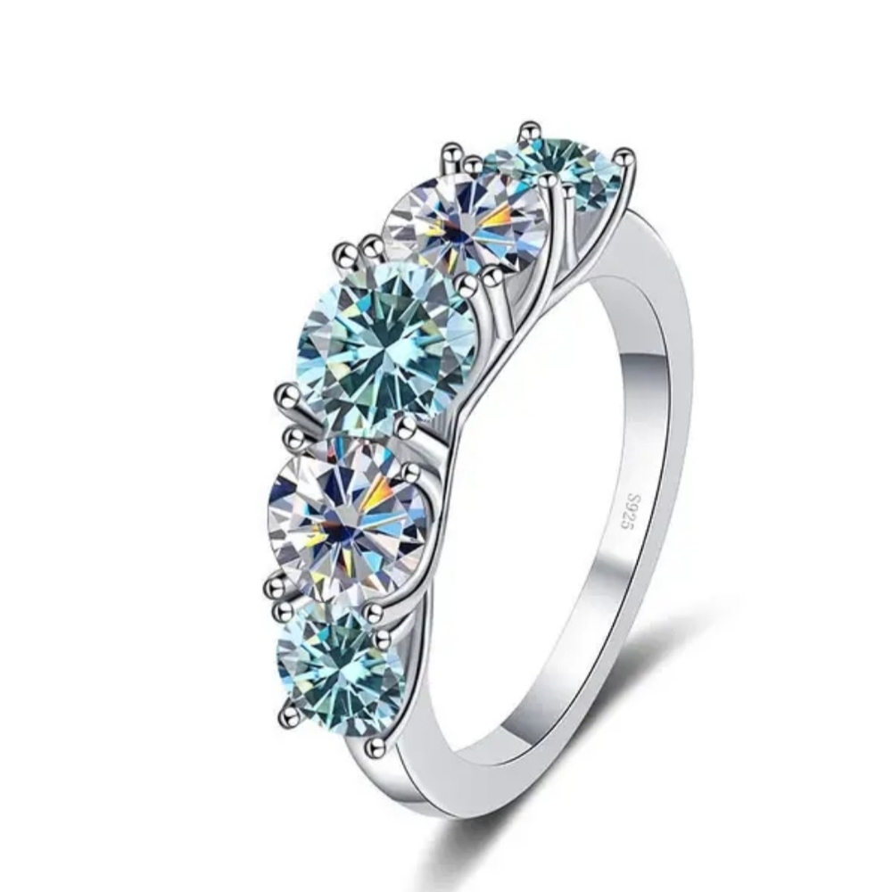 925 Sterling Silver 3.6ct Brilliant Moissanite Diamond blue
